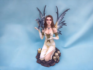 Enchanted Resin Fairy with Dragon Statue - Handcrafted Fantasy Figurine, Mythical Creature Decor, Magic Realm Sculpture, Collector&#39;s Piece