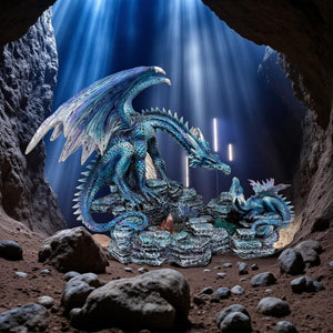 Gothic Dragon Figurine Blue Resin Sculpture Mythical Creature Fantasy Home Ornament
