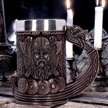 Load image into Gallery viewer, Bronze Viking Tankard Dragon Boat Norse Nordic Valhalla Mug Collectable Art Decor
