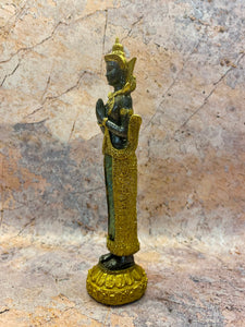 Exquisite Thai Deity Statue - Intricate Resin & Glass Meditation Figurine, Spiritual Home Decor, 22cm Artisan Crafted