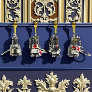 Templar Knight Keychain Set of 4 Miniature Crusader Keyrings Medieval Favours