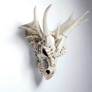 Dragon Skull Gothic Wall Plaque Steampunk Ornament Fantasy Art Sculpture