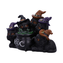 Load image into Gallery viewer, Mystical Light Up Black Cats &amp; Cauldron Ornament Wicca Witchcraft Home Decor Gift
