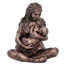 Charger l&#39;image dans la galerie, Earth Mother and Baby Bronze Figurine - 11cm, Beautiful Pagan-Inspired Decor
