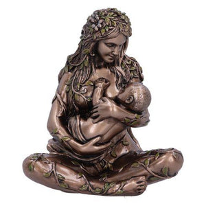 Earth Mother and Baby Bronze Figurine - 11cm, Beautiful Pagan-Inspired Decor