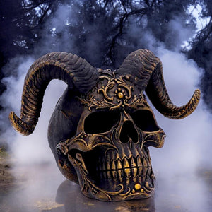 Diabolus Horned Skull Figurine Gothic Demon Skull Ornament Halloween Horror Statue