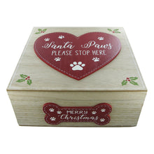 Load image into Gallery viewer, Festive Christmas Dog Treat Box | Santa Paws Wooden Pet Snack Storage Container 23cm for Holiday Décor
