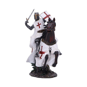 Medieval Templar Knight Statue Crusader Warrior Sculpture Historical Horse Rider
