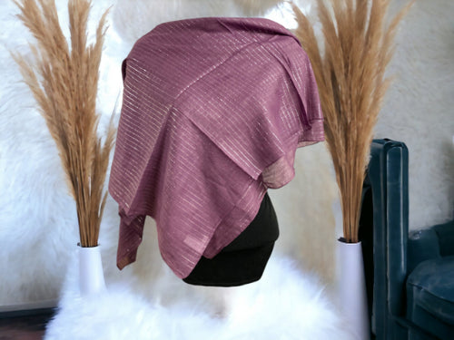 Elegant Mauve Cotton Scarf - Shimmering Lightweight Shawl - Versatile Fashion Accessory - Perfect for All Seasons - 100cm x 100cm-OsirisTradingUK