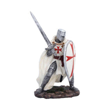 Laden Sie das Bild in den Galerie-Viewer, White Templar Knight Statue Figurine Ornament Medieval Crusader Sword Shield
