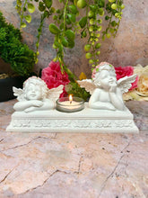 Load image into Gallery viewer, Angelic Cherubs Resin Candle Holder, Elegant Twin Cherub Tealight Stand, Indoor Decorative Angel Figurine, Heavenly Inspired Home Accent-OsirisTradingUK
