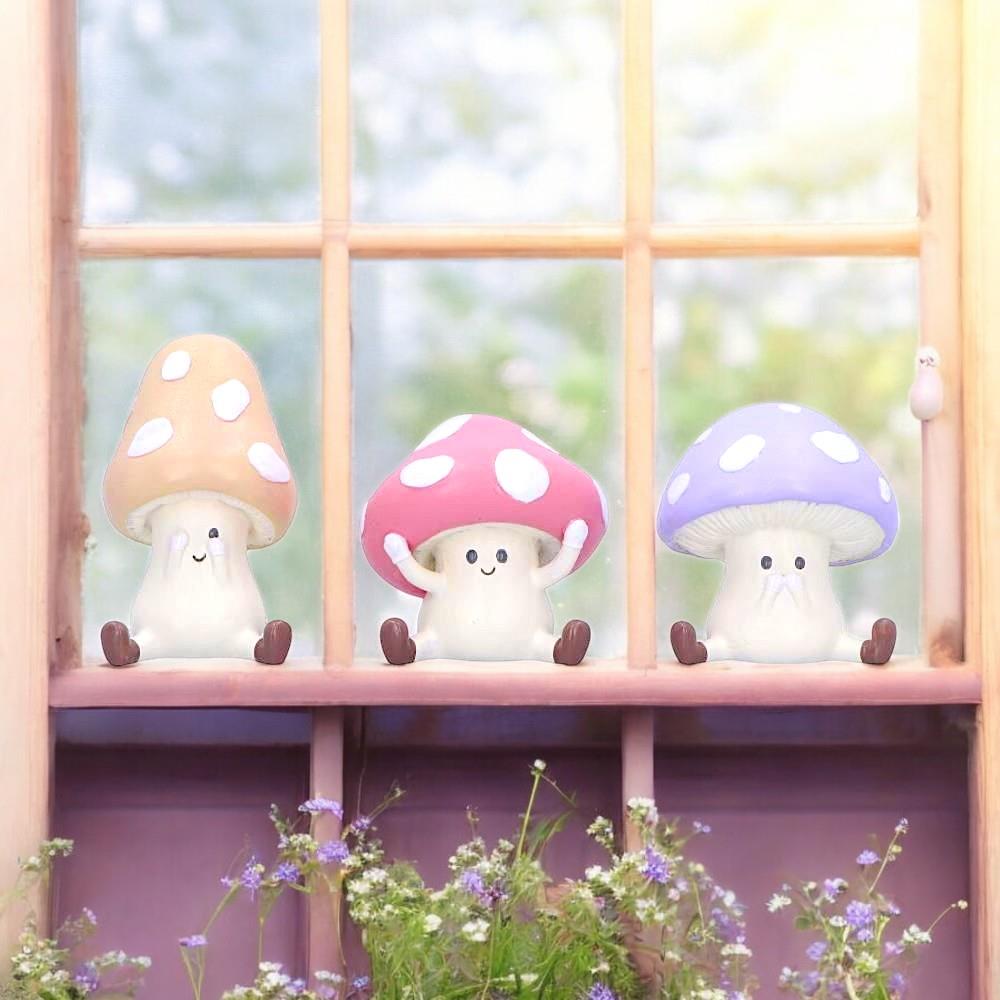 3 Adorable Wise Toadstools Figurines Cute Whimsical See No Hear No Speak No Evil
