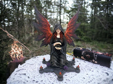 Load image into Gallery viewer, Enigmatic Dark Enchantress Resin Statue with Crystal Ball - Gothic Altar Pentagram Figure, Mystic Decor-OsirisTradingUK
