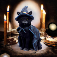 Charger l&#39;image dans la galerie, Bewitching Witch Cat Figurine – 18.5cm Magical Black Cat Ornament
