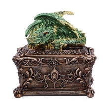 Charger l&#39;image dans la galerie, Dragon Jewellery Storage Box - Decorative Green Resin Fantasy Trinket Holder
