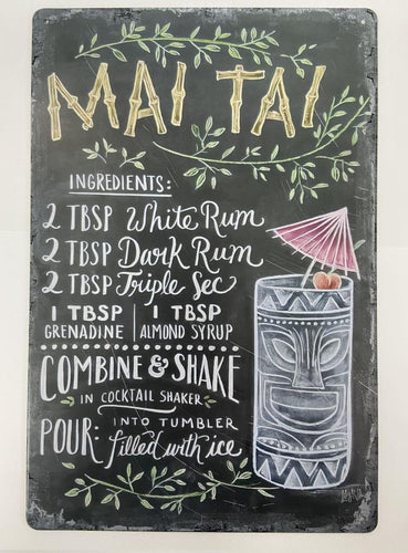 Retro Mai Tai Recipe Metal Sign Vintage-Inspired Wall Decor for Cocktail Enthusiasts House Warming Gift-OsirisTradingUK