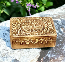 Load image into Gallery viewer, Handcrafted Tree of Life Wooden Box | Artisan Carved Keepsake Organizer | Rustic Home Decor Storage-OsirisTradingUK
