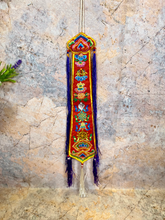 Load image into Gallery viewer, Tibetan Eight Auspicious Symbols Damaru Tail Wall Hanging, Traditional Spiritual Decor, Handmade Blessing Artifact, 41cm Long
