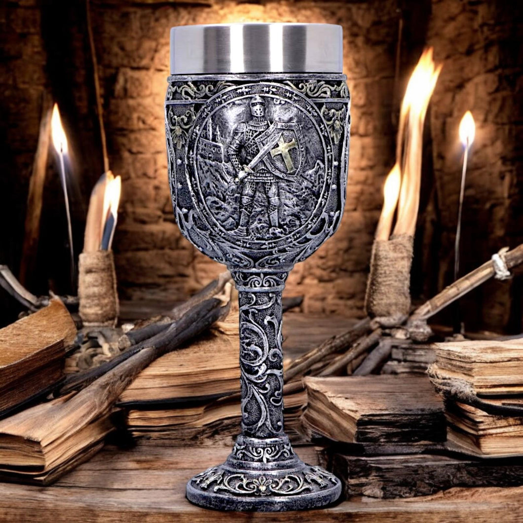 Medieval Crusader Knight Goblet Gothic Chalice Drinkware Holy Grail Fantasy Gift