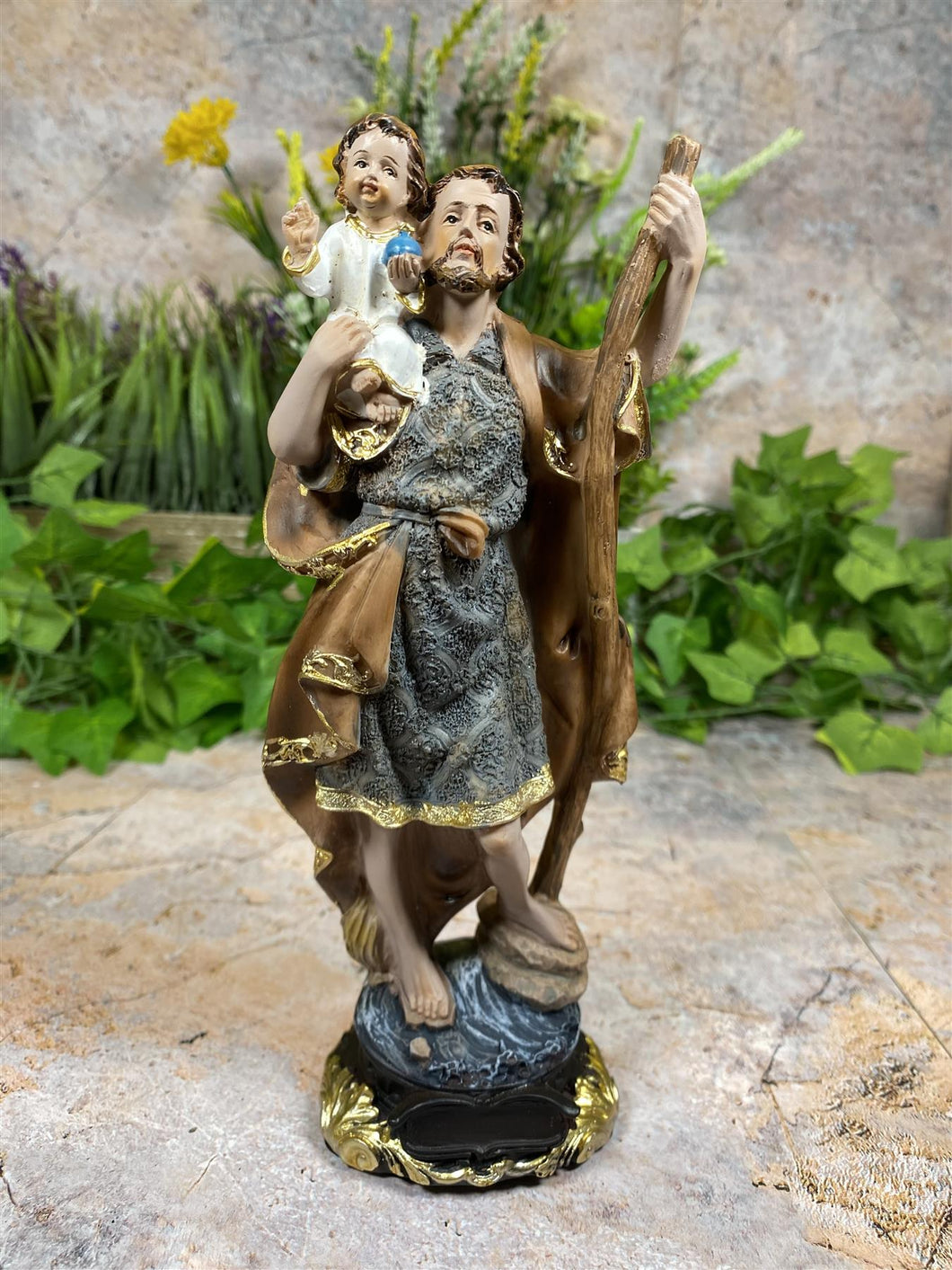Statue of Saint Christopher & Jesus Religious Figure Religious Sculpture 20 cm