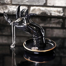 Load image into Gallery viewer, Gothic Black Hand Jewellery Holder 18.2cm | Glossy Resin Finish for Rings, Bracelets &amp; Accessories
