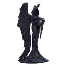 Load image into Gallery viewer, Femme Fatale Scholar Angel Statue Gothic Hooded Winged Book Skull Fantasy
