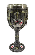 Load image into Gallery viewer, Medieval Knight Goblet with Shield and Sword Crusader Chalice Resin Fantasy Gift
