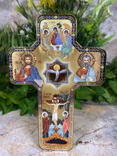 Load image into Gallery viewer, Exquisite Handcrafted Wood Icon Cross Holy Trinity 17.5 cm - Symbol of Divine Majesty-OsirisTradingUK
