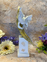 Charger l&#39;image dans la galerie, Handmade Resin Cherub Angel Guardian Resting on Golden Feather Sculpture-OsirisTradingUK
