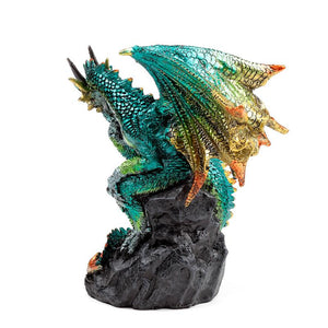 Gothic Dragon Figurine - Emerald Green Statue Resin Collectible Ornament