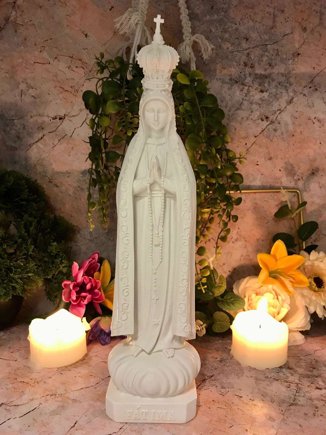 Blessed Virgin Mary Our Lady of Fatima White Statue Ornament Figurine Religious Sculpture for Home or Chapel