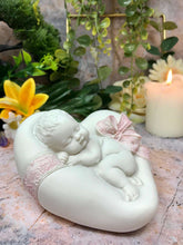 Load image into Gallery viewer, Beautiful Peaceful Baby Resting on Heart Cherub Angel Ornament A Present for Expecting Couples-OsirisTradingUK
