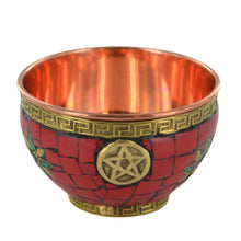 Load image into Gallery viewer, Pentagram Copper Altar Bowl | 8 cm Wiccan Ritual and Pagan Decor
