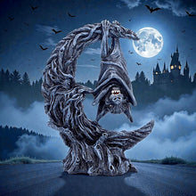 Load image into Gallery viewer, Gothic Bat Moon Figurine Dark Fantasy Decor Crescent Moon Horror Ornament

