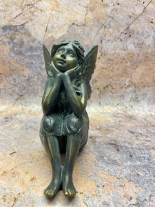 Thoughtful Garden Fairy Resin Statue, 14cm – Enchanting Contemplative Fairy Figurine for Home and Garden
