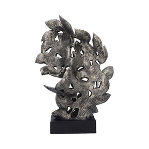 Kissing Couple Silver Leaf Statue Romantic Home Decor Modern Metallic Sculpture