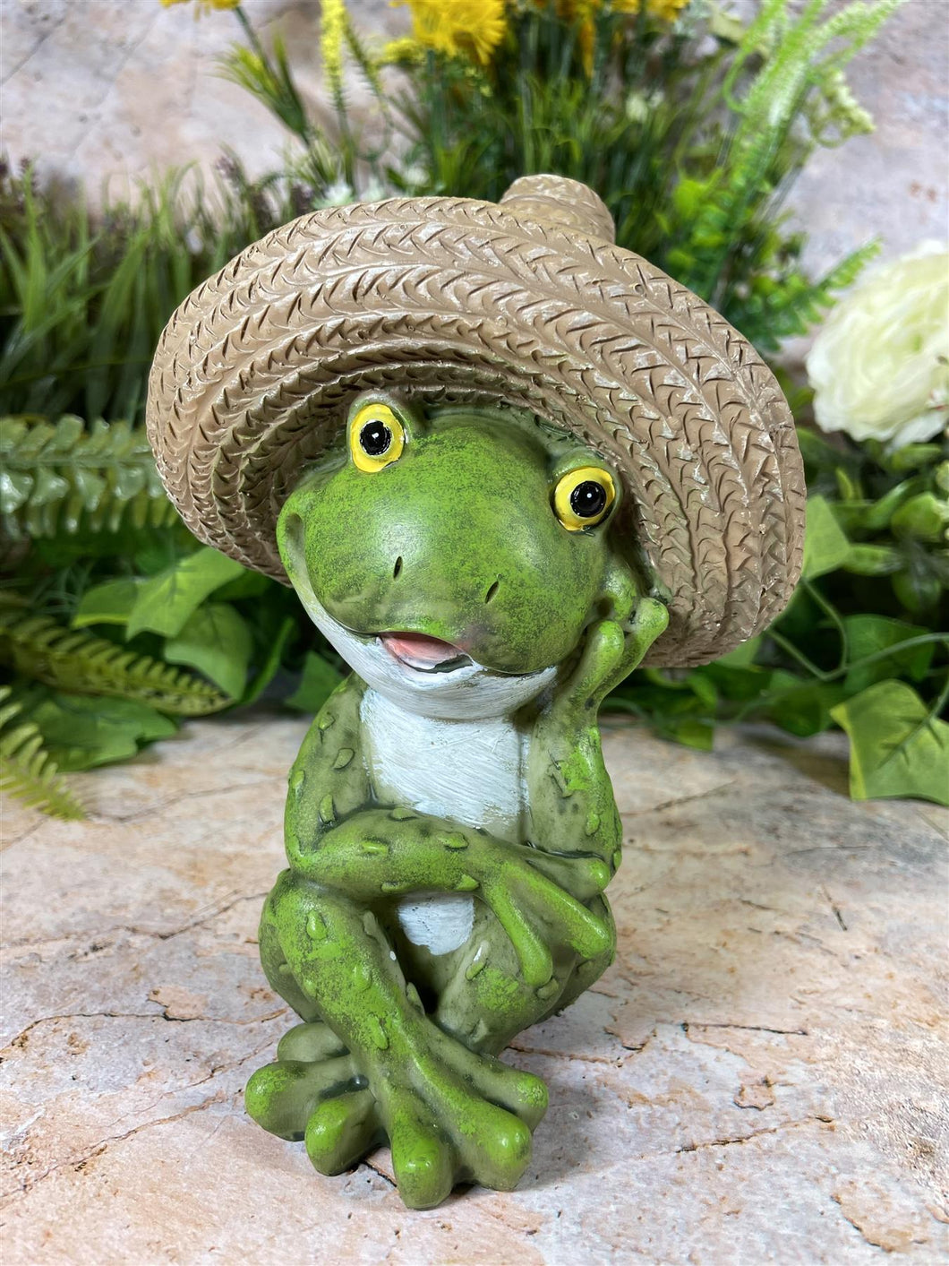 Hilarious Fiesta Frog Garden Ornament Handmade Resin Lawn Decoration-OsirisTradingUK