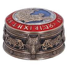 Load image into Gallery viewer, Fenrir Treasure Box Norse Mythology Viking Wolf Rune Storage Keepsake Trinket
