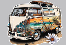 Load image into Gallery viewer, Retro Beach Scene Camper Van Metal Wall Sign, 46x37cm – Vintage Surf Style Art, Classic Hippie Van Decor for Home and Office
