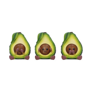 Quirky Three Wise Avocado Figurines Hear No See No Speak No Evil Novelty Decor