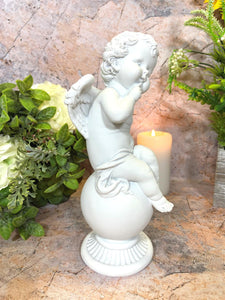 Guardian Angel Cherub Resin Ornament | Angelic Home Decor, Symbol of Protection and Love | 23 cm x 9 cm