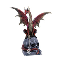 Load image into Gallery viewer, Red Dragon on Skull Figurine - Gothic Fantasy Ornament 23cm by Nemesis Now
