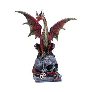 Red Dragon on Skull Figurine - Gothic Fantasy Ornament 23cm by Nemesis Now