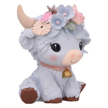 Load image into Gallery viewer, Moo Crew Magnolia Grey Flower Cow Figurine Ornament Cute Farmhouse Decor
