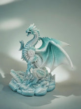 Laden Sie das Bild in den Galerie-Viewer, Majestic Ice Dragon Statue - Fantasy Decor - Resin Art Sculpture - Mythical Figurine-OsirisTradingUK
