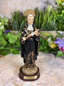 Saint Rita of Cascia Resin Statue, Patron Saint of Impossible Causes, Handcrafted Religious Figurine, Spiritual Decor, Christian Art-OsirisTradingUK