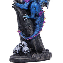 Load image into Gallery viewer, Gothic Fantasy Protector Dragon On Pillar &amp; Skulls Ornament Mythical Art Statue
