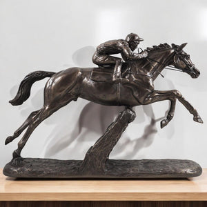 The Hurdler Bronze Effect Horse Sculpture by Harriet Glen | Equestrian Art for Home Decor