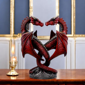 Romantic Gothic Candle Holder by Anne Stokes | Hand-Painted Dragon Design | 23cm Resin Statue