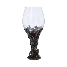 Load image into Gallery viewer, Spirit of the Forest Goblet Ancient Green Man Chalice Pagan Glass Wiccan Decor
